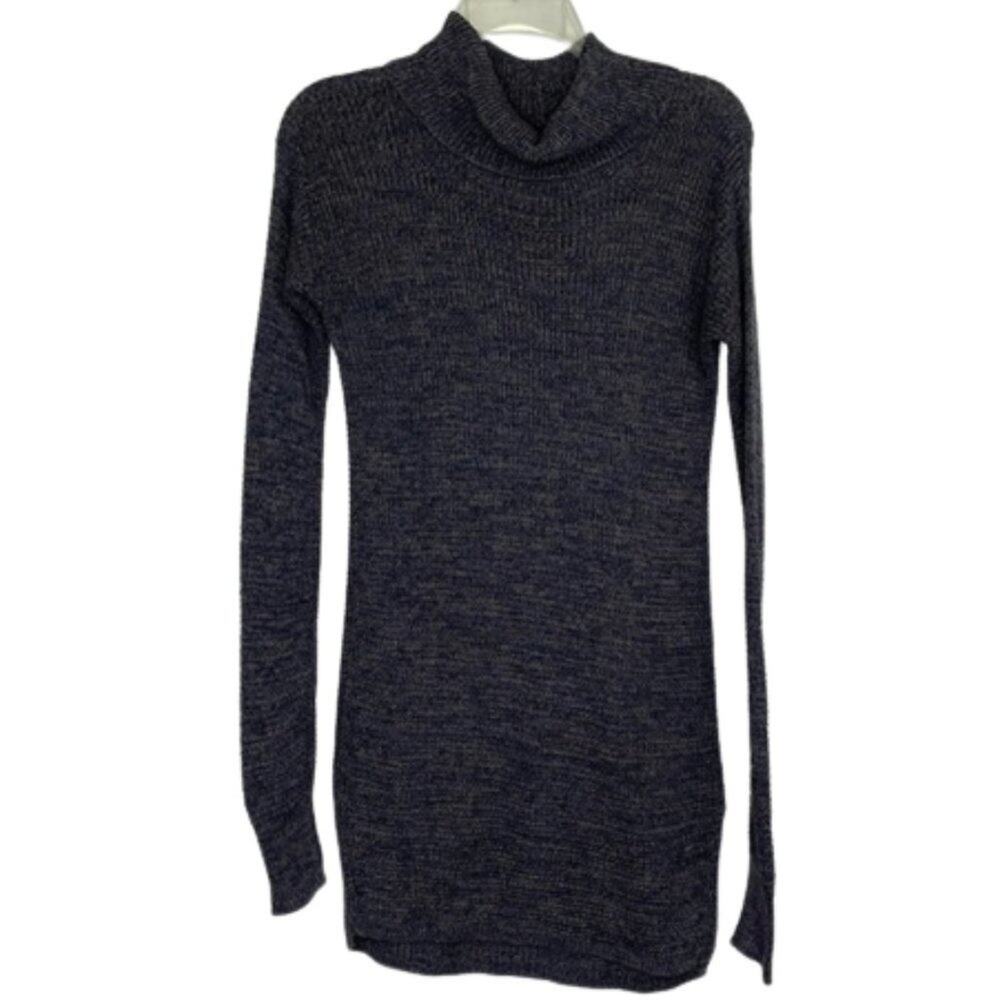 Peruvian Connection gray/brown turtle neck knit sweater tunic long size XS